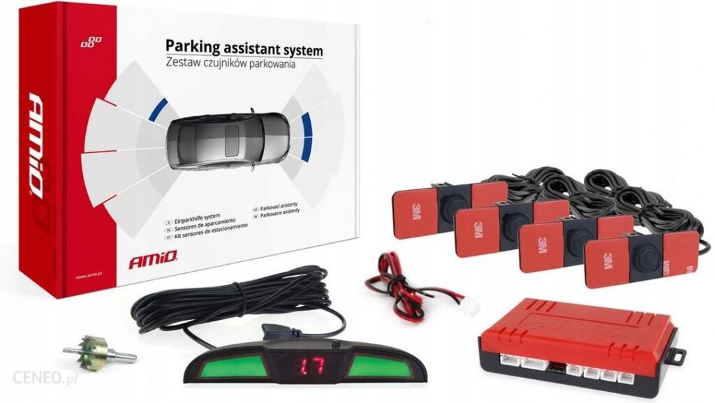 Amio Zestaw Czujników Parkowania Cofania Led Cob 4 Sens