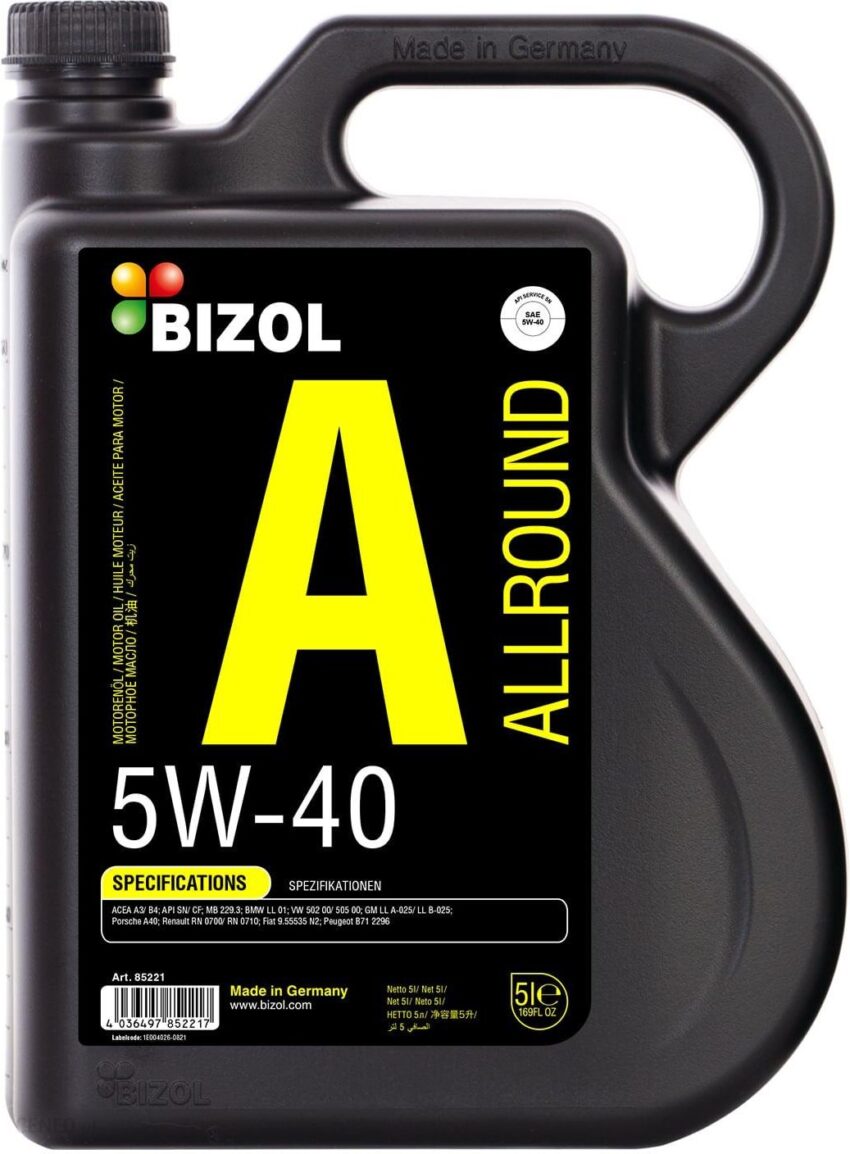 Bizol Olej Silnikowy 5W40 5L A3/B4 Ll 01 85221