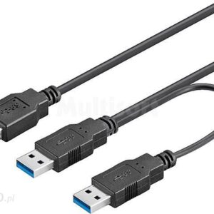 Kabel 0,3m USB 3.0 GOOBAY wtyk męski A x2 – wtyk żeński A czarny