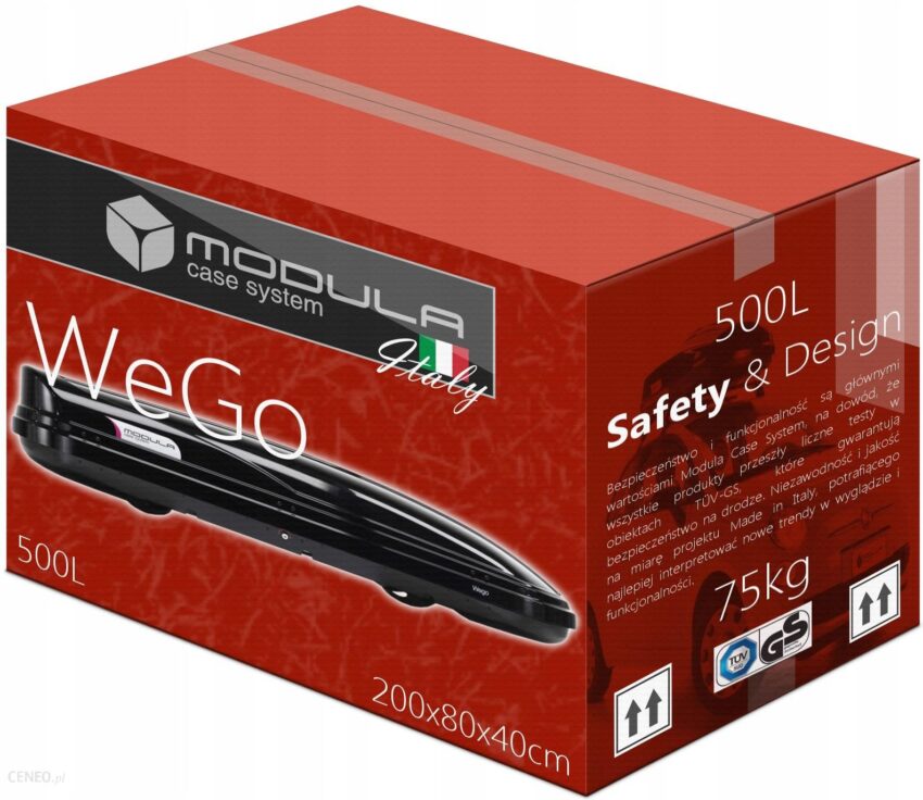 Modula Bagażnik Box Dachowy Wego 500L 200Cm Czarny
