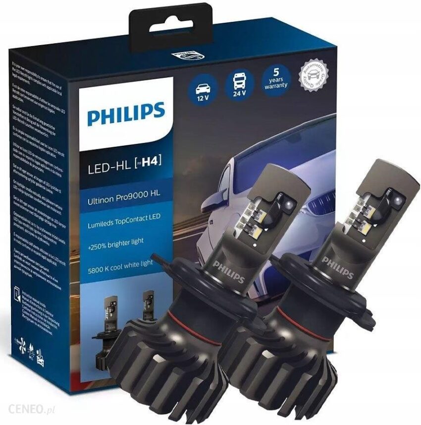 PHILIPS ŻARÓWKI ULTINON PRO9000 HL LED H4 +250% 11342U90CWX2