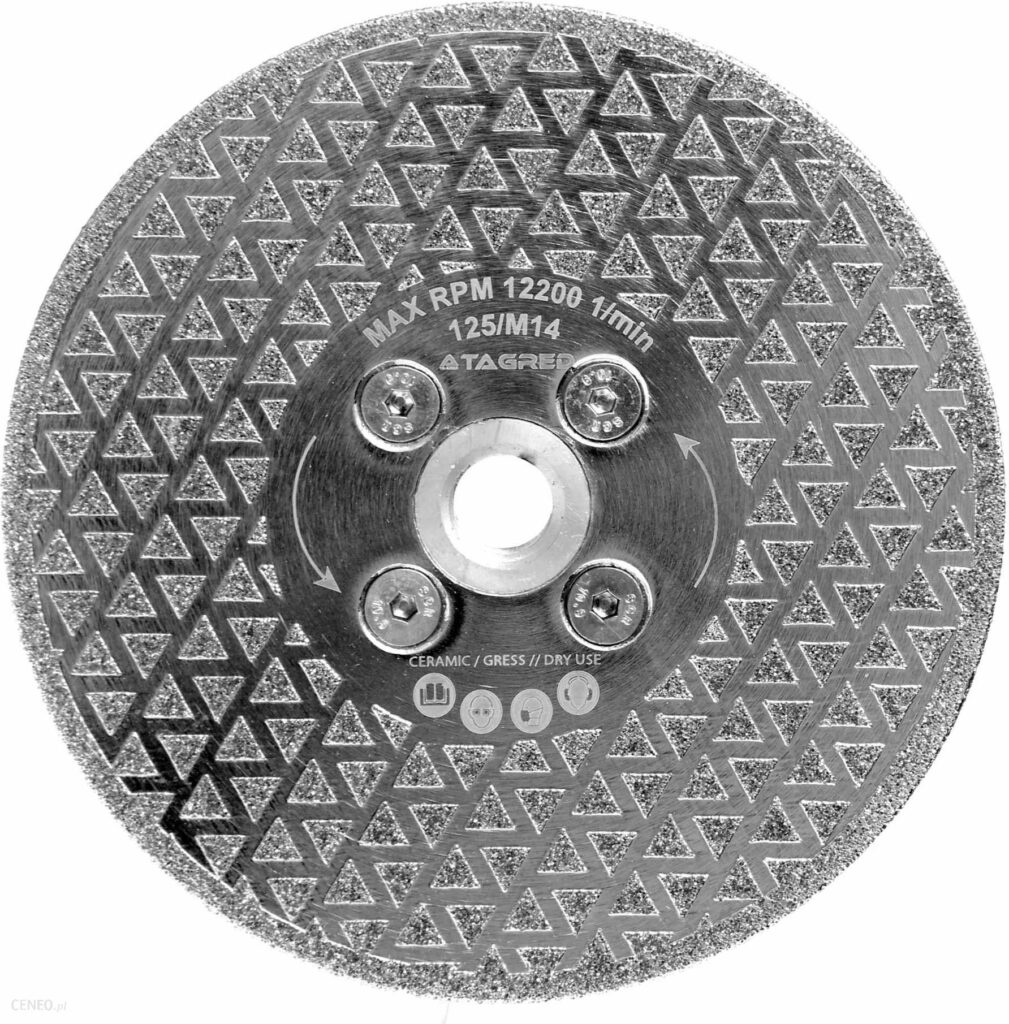 Tagred Tarcza Diamentowa 2W1 Do Cięcia Szlifowania Płytek Fazowania Kamienia Gresu Ceramiki Na Sucho 125mm M14 TA1127