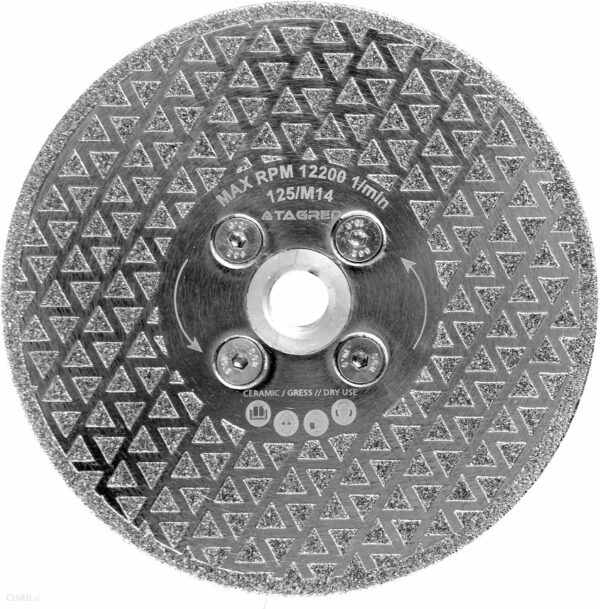 Tagred Tarcza Diamentowa 2W1 Do Cięcia Szlifowania Płytek Fazowania Kamienia Gresu Ceramiki Na Sucho 125mm M14 TA1127
